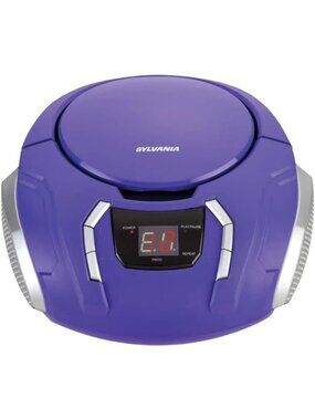 Portable CD Boombox with AM/FM Radio & Aux Input - Stylish Purple Design